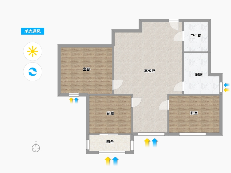 山西省-太原市-西部丽景-101.60-户型库-采光通风