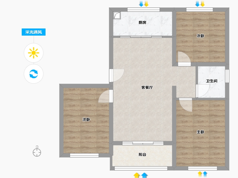 河北省-衡水市-长安壹号院-72.00-户型库-采光通风