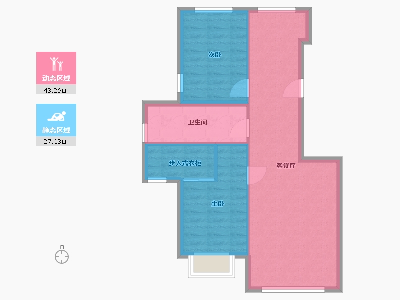 黑龙江省-哈尔滨市-民宿学府水岸小区-74.40-户型库-动静分区