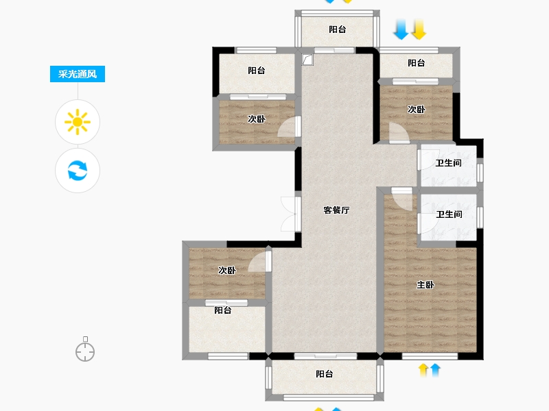 浙江省-温州市-金地商置瓯江峰汇-115.00-户型库-采光通风