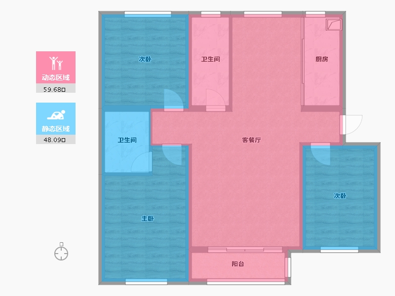 河北省-唐山市-北河春晓-107.68-户型库-动静分区