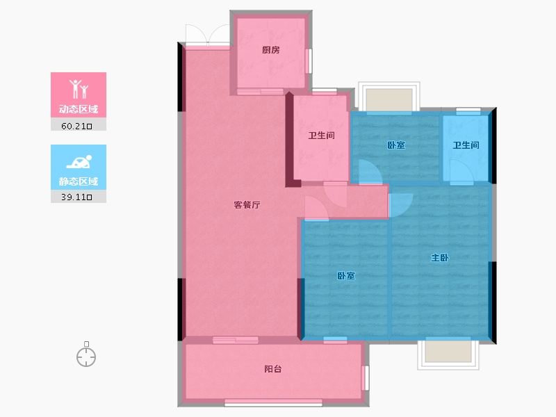 湖北省-荆门市-楚荣悦府-88.53-户型库-动静分区