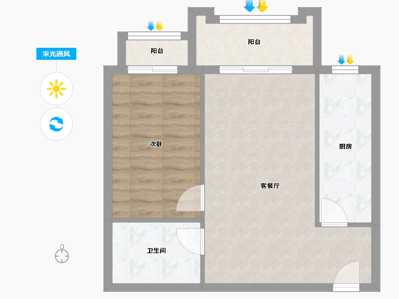 北京-北京市-阅园二区-57.89-户型库-采光通风