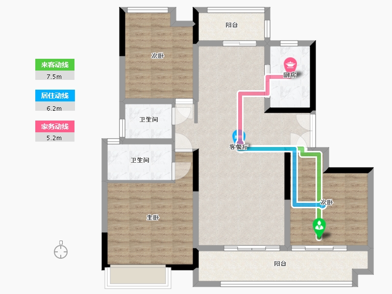 河南省-新乡市-理想城-106.16-户型库-动静线