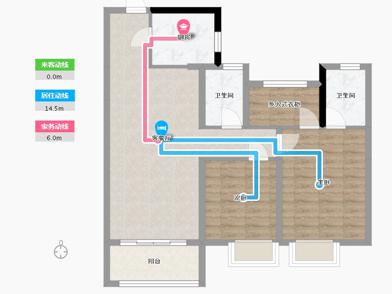 山东省-淄博市-南益名士悦府-90.40-户型库-动静线