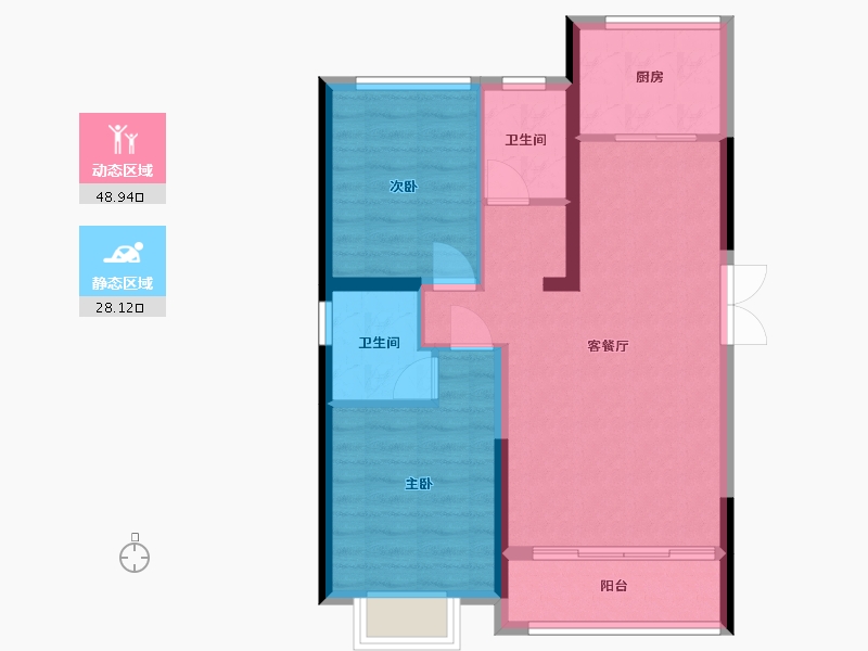 山西省-大同市-文瀛御湖湾-76.80-户型库-动静分区