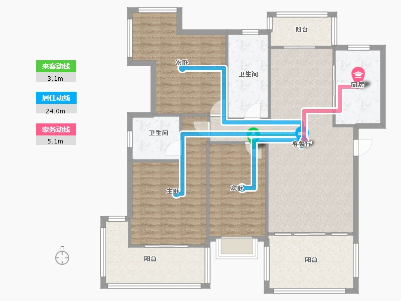 湖北省-武汉市-现代森林花园-119.00-户型库-动静线