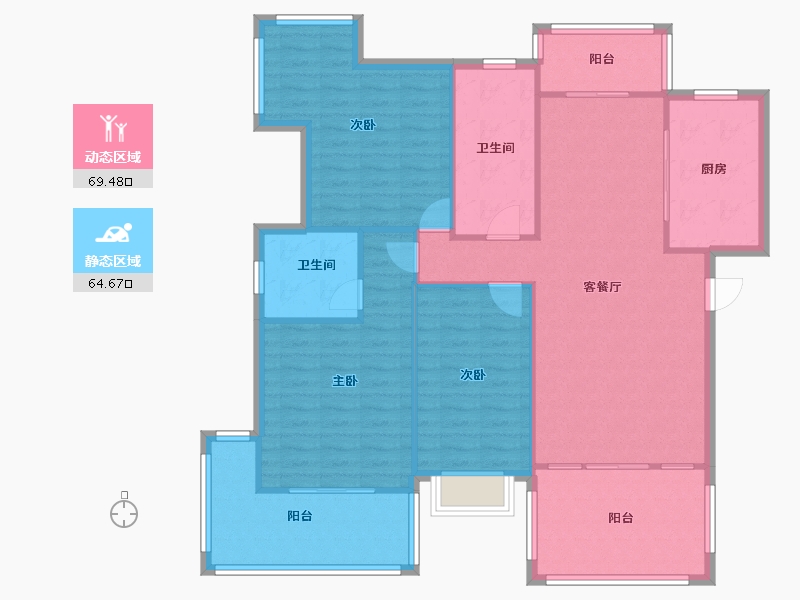 湖北省-武汉市-现代森林花园-119.00-户型库-动静分区