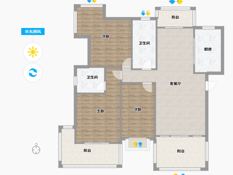 湖北省-武汉市-现代森林花园-119.00-户型库-采光通风