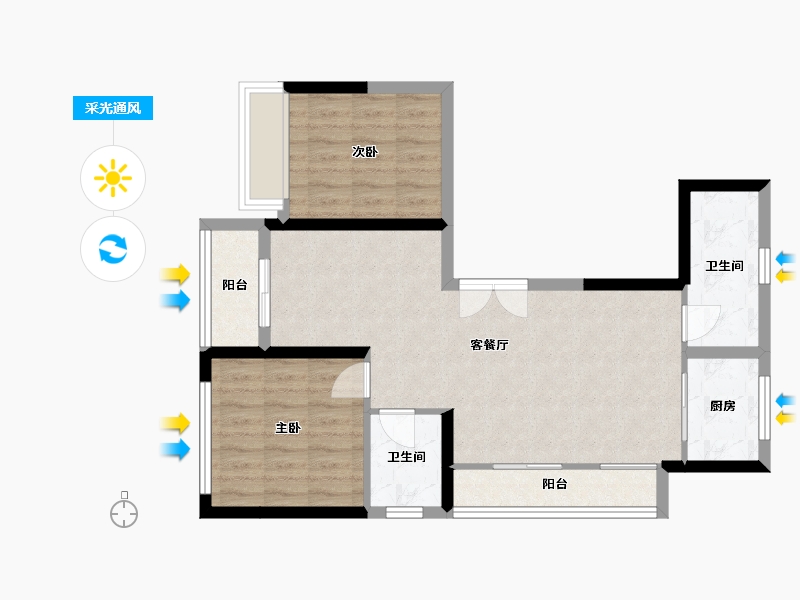 浙江省-嘉兴市-方洲印苑-80.84-户型库-采光通风