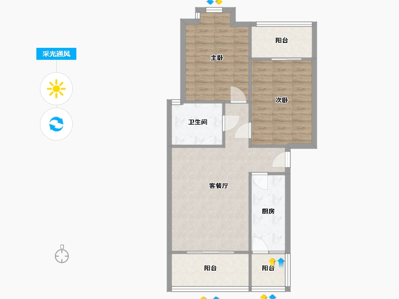 四川省-成都市-利通上优水岸-65.60-户型库-采光通风