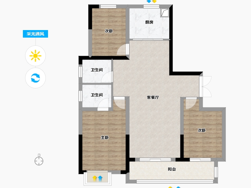 陕西省-榆林市-亚都锦阳府-96.00-户型库-采光通风