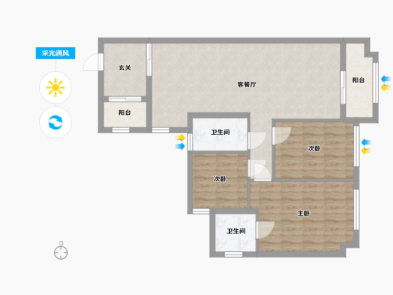 广东省-广州市-城投珠江天河壹品-80.74-户型库-采光通风