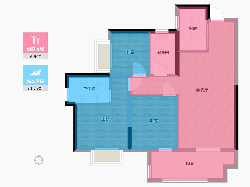 广西壮族自治区-贵港市-阳光城文澜府-76.00-户型库-动静分区