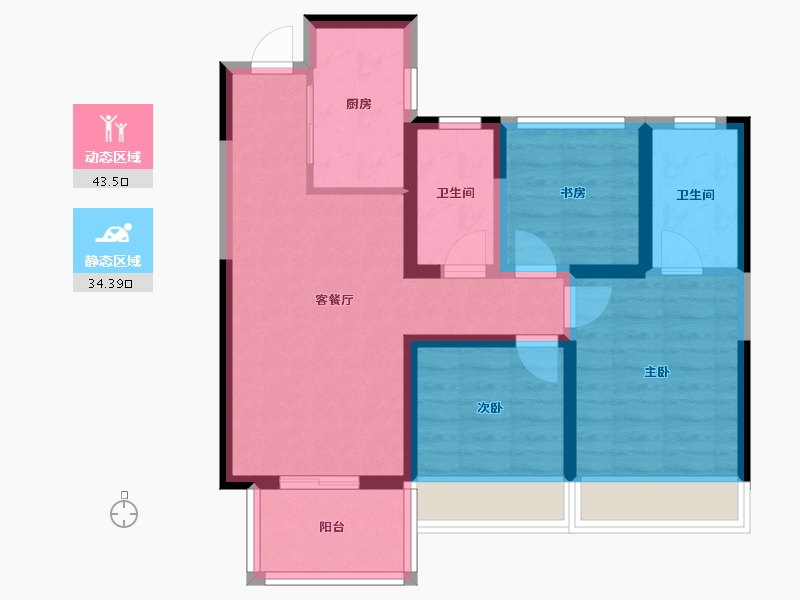 四川省-攀枝花市-天星湖畔花蔓邸-77.82-户型库-动静分区