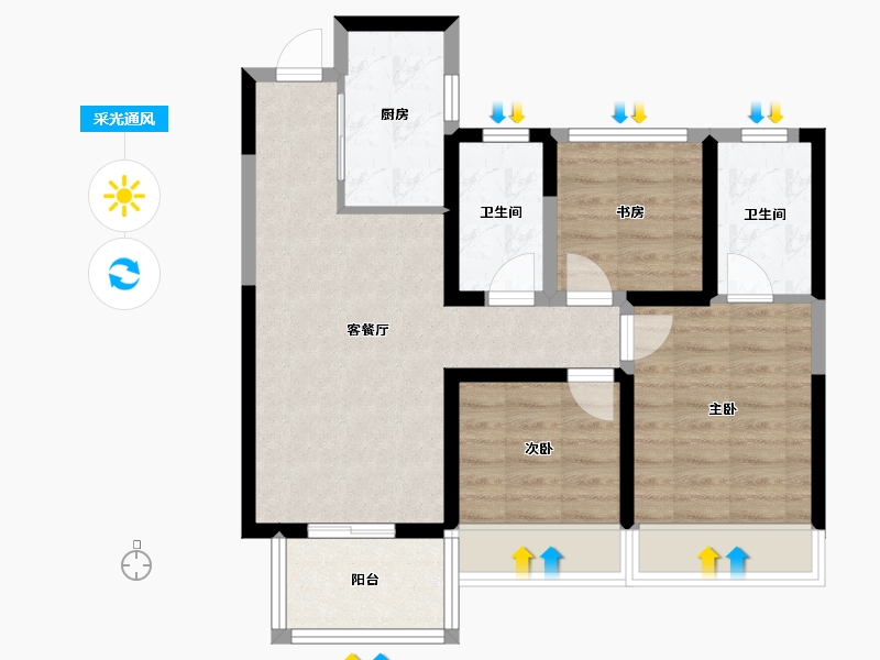 四川省-攀枝花市-天星湖畔花蔓邸-77.82-户型库-采光通风