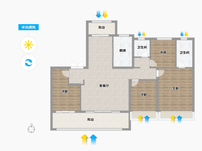 山东省-济南市-建发天玺-132.00-户型库-采光通风