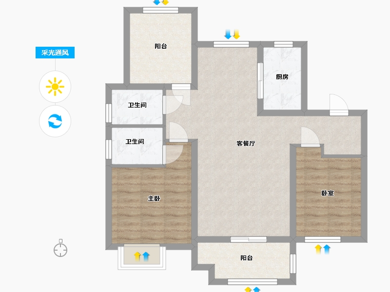 河南省-信阳市-正商书香华府-87.20-户型库-采光通风