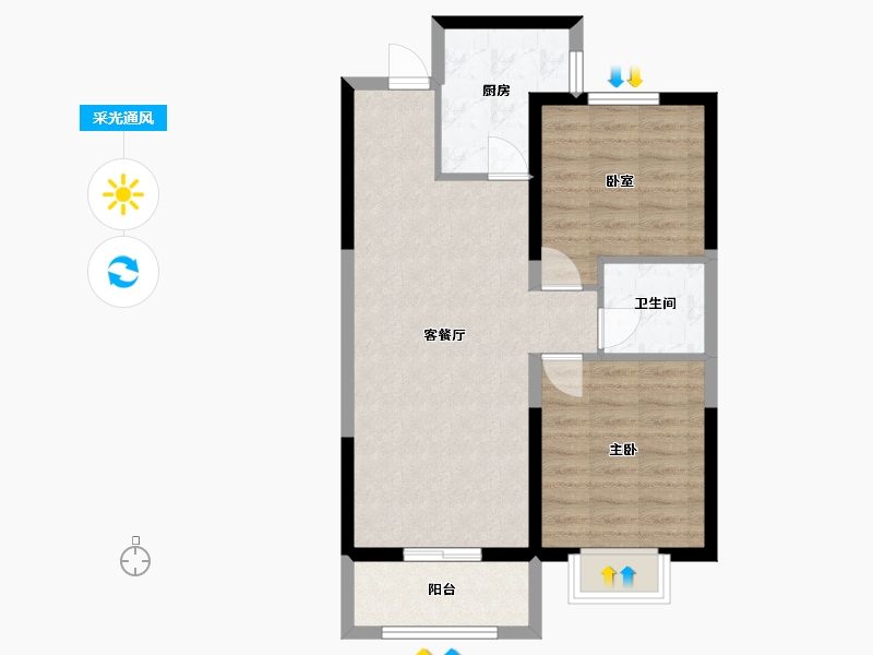 山西省-太原市-禧悦城-65.48-户型库-采光通风