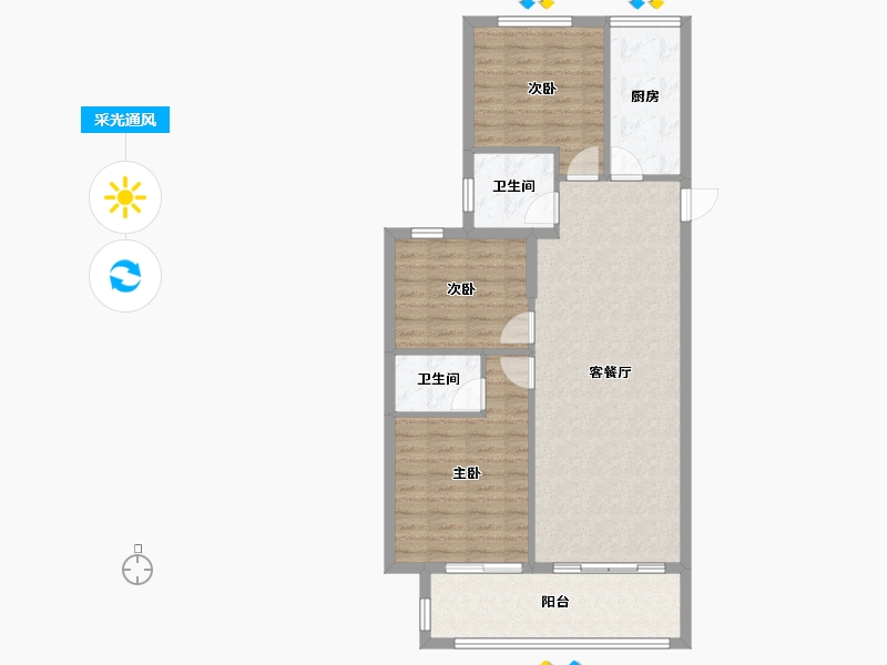 山东省-菏泽市-国璟府-92.48-户型库-采光通风