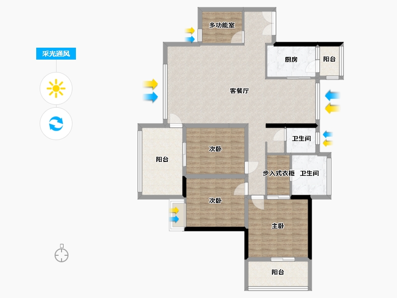 广东省-深圳市-波托菲诺香山里-二期-122.40-户型库-采光通风