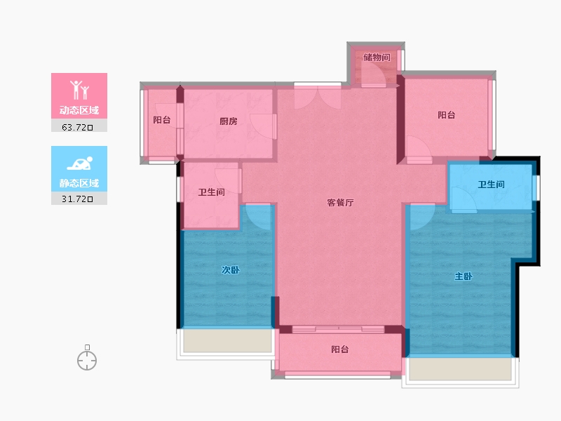 广东省-中山市-金乐上东城-86.86-户型库-动静分区