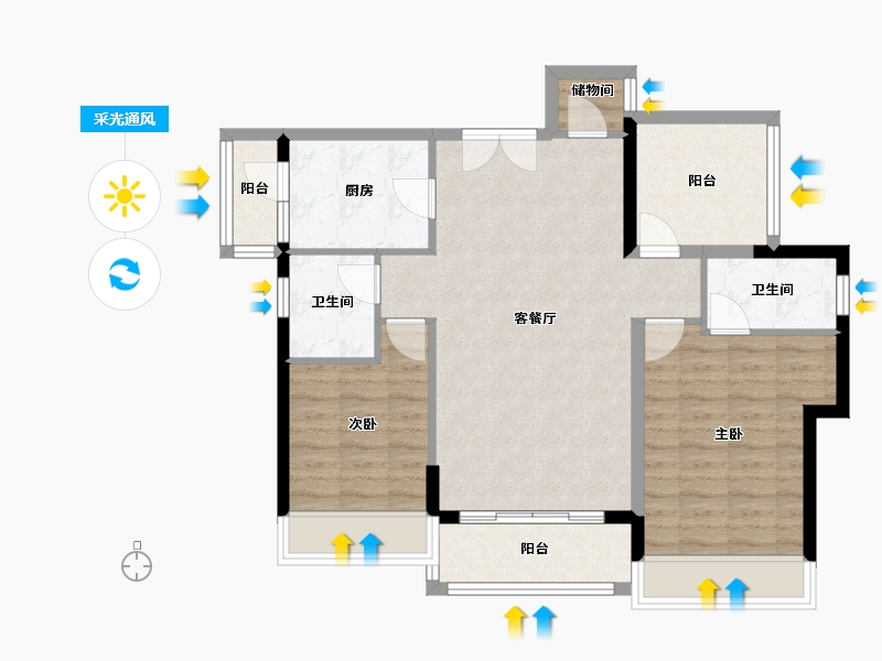 广东省-中山市-金乐上东城-86.86-户型库-采光通风