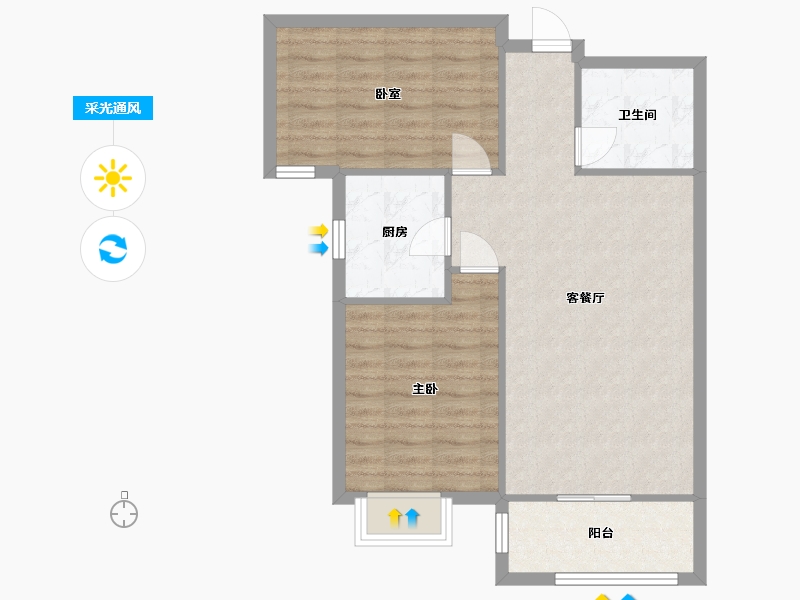 河北省-石家庄市-谈固国瑞城小区-E区-75.28-户型库-采光通风