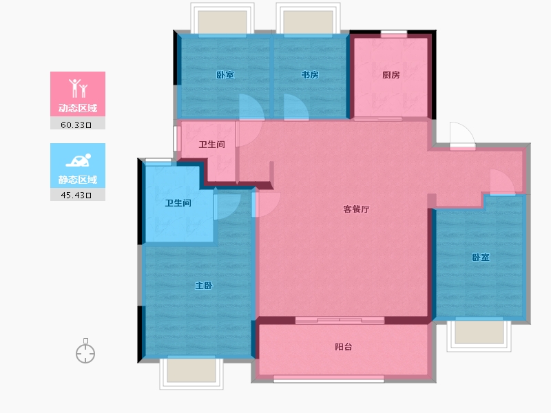 江苏省-苏州市-花语澜苑-102.40-户型库-动静分区