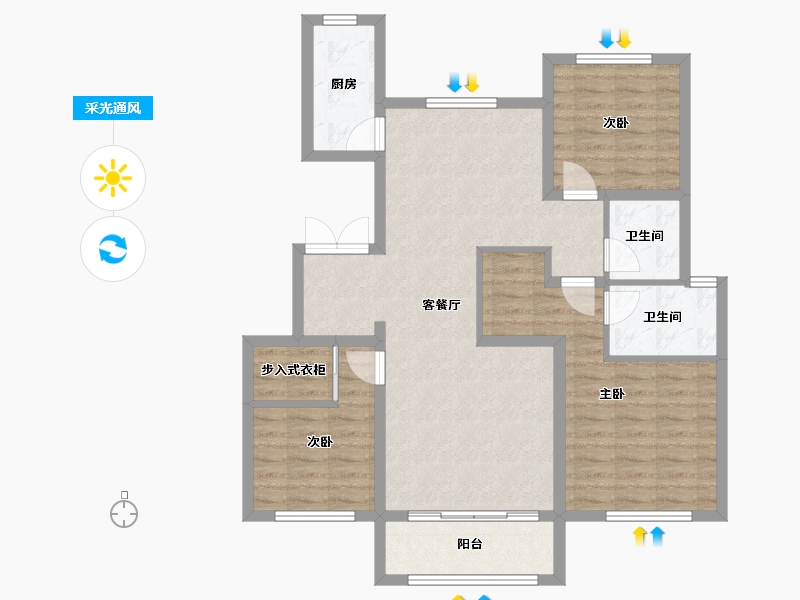 山东省-德州市-鄃城学苑-104.84-户型库-采光通风