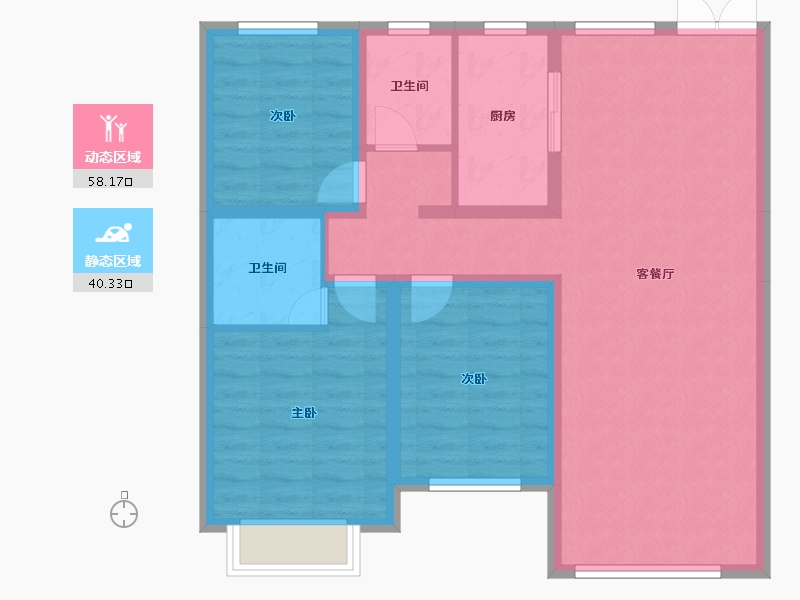 内蒙古自治区-巴彦淖尔市-金岸国际-101.06-户型库-动静分区