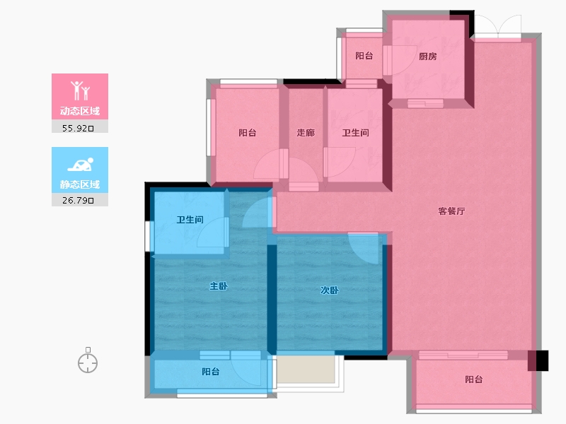 四川省-南充市-科华云玺台-79.49-户型库-动静分区