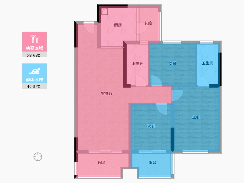 湖北省-宜昌市-安旺九龙城-102.40-户型库-动静分区