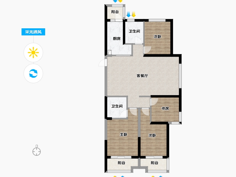 山西省-大同市-恒大悦府-115.82-户型库-采光通风