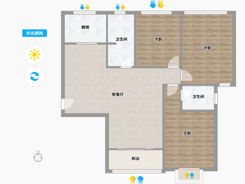 河南省-郑州市-中原工学院教职工住宅小区博学苑-102.40-户型库-采光通风