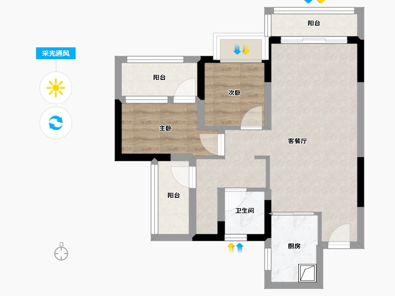 四川省-眉山市-天府理想城-57.13-户型库-采光通风