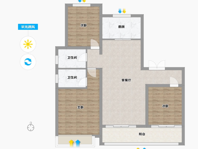 河南省-濮阳市-崛起尚合府-3号院-97.00-户型库-采光通风