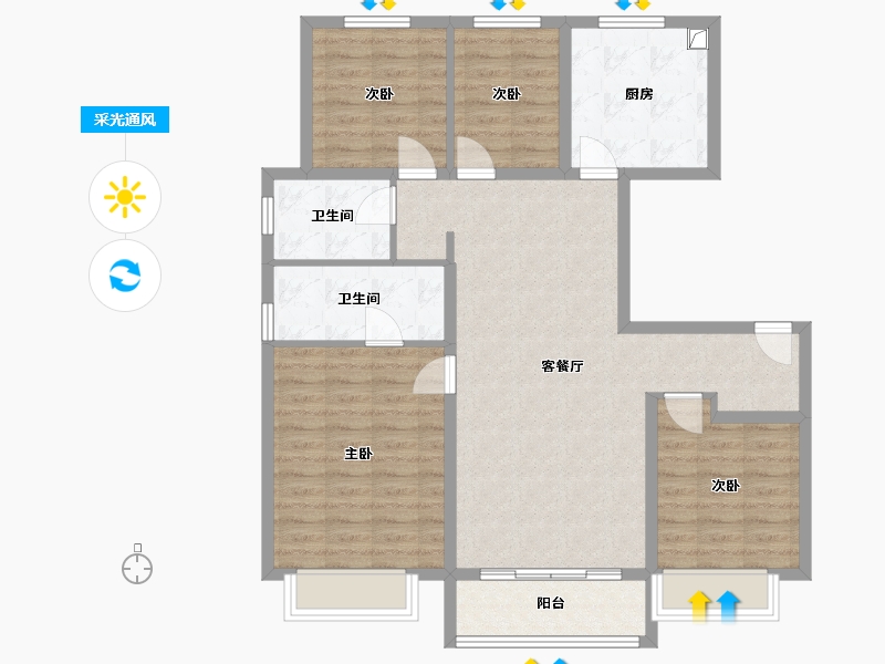 河北省-保定市-华序府-111.00-户型库-采光通风