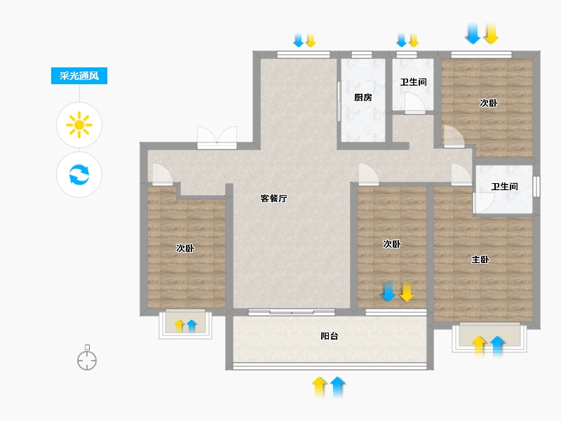 山东省-临沂市-御澜名苑-118.65-户型库-采光通风