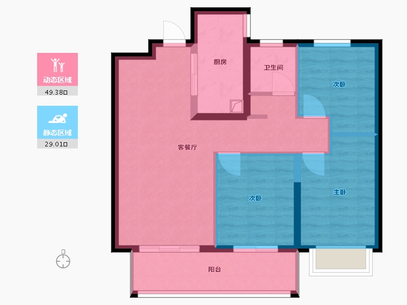 陕西省-渭南市-万科锦宸-72.90-户型库-动静分区