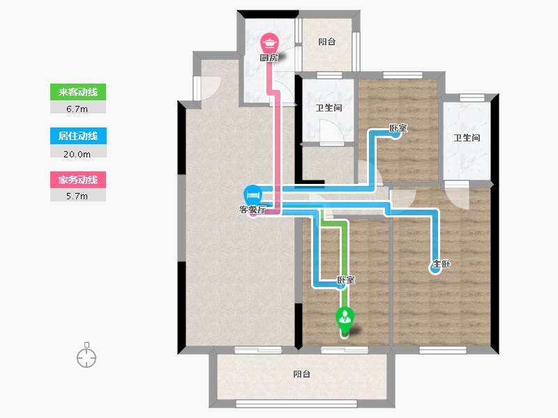 四川省-成都市-鑫苑城雅舍-95.20-户型库-动静线