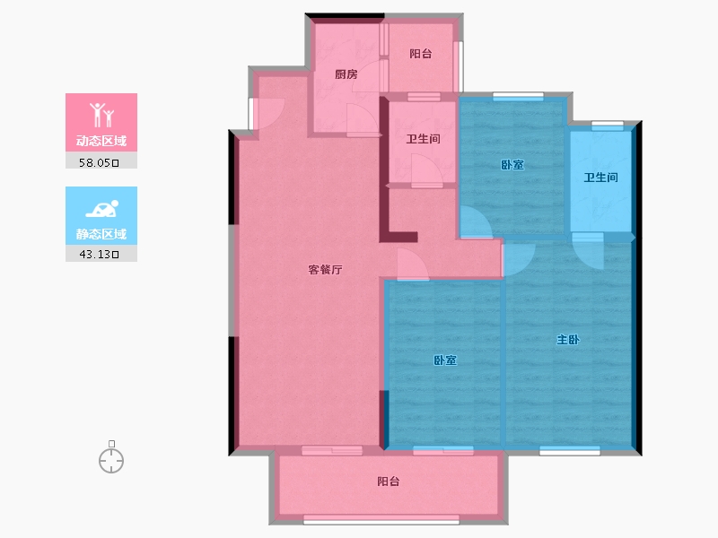 四川省-成都市-鑫苑城雅舍-95.20-户型库-动静分区