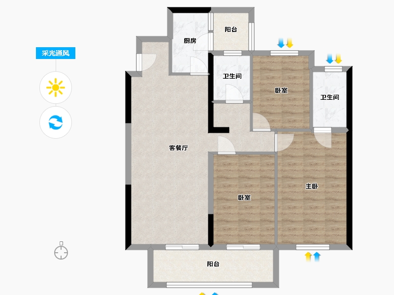 四川省-成都市-鑫苑城雅舍-95.20-户型库-采光通风