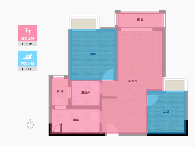 湖北省-武汉市-金色港湾-57.60-户型库-动静分区