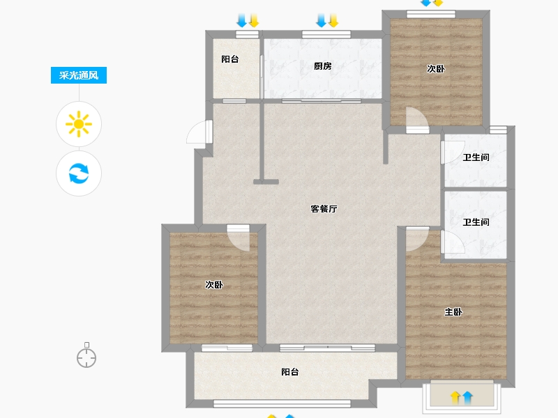 河北省-沧州市-金悦府-107.55-户型库-采光通风