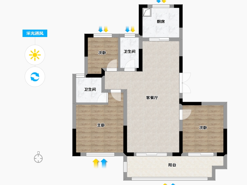 山东省-济宁市-理想花园-110.40-户型库-采光通风