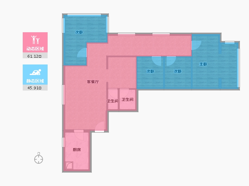 北京-北京市-今日家园社区-96.00-户型库-动静分区