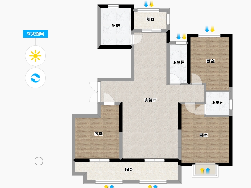 山东省-临沂市-罗庄区江泉国际-二期-104.80-户型库-采光通风