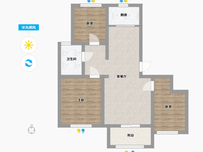 河北省-邯郸市-静和苑-82.40-户型库-采光通风