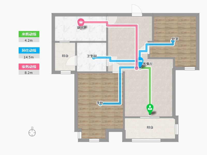 浙江省-杭州市-新南郡嘉苑-76.80-户型库-动静线